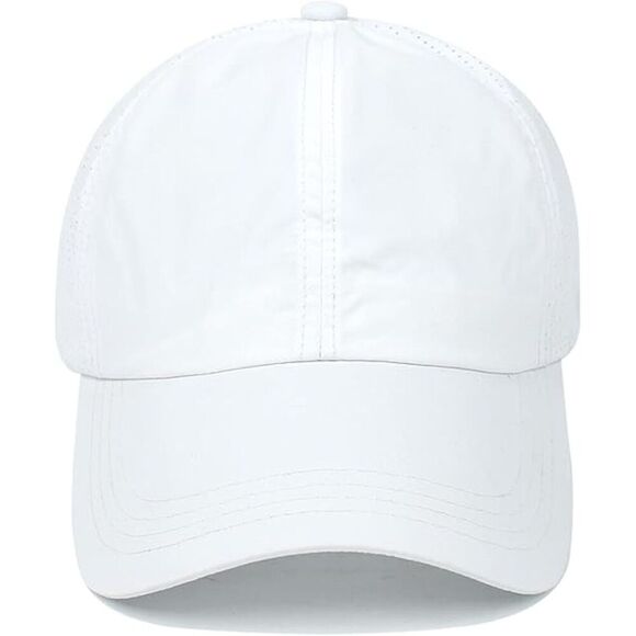 Women\'s White Crises Cross Ponytail Adjustable High Messy Bun Baseball Caps